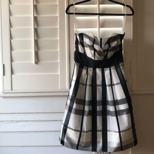 Black & white knee length plaid formal dress